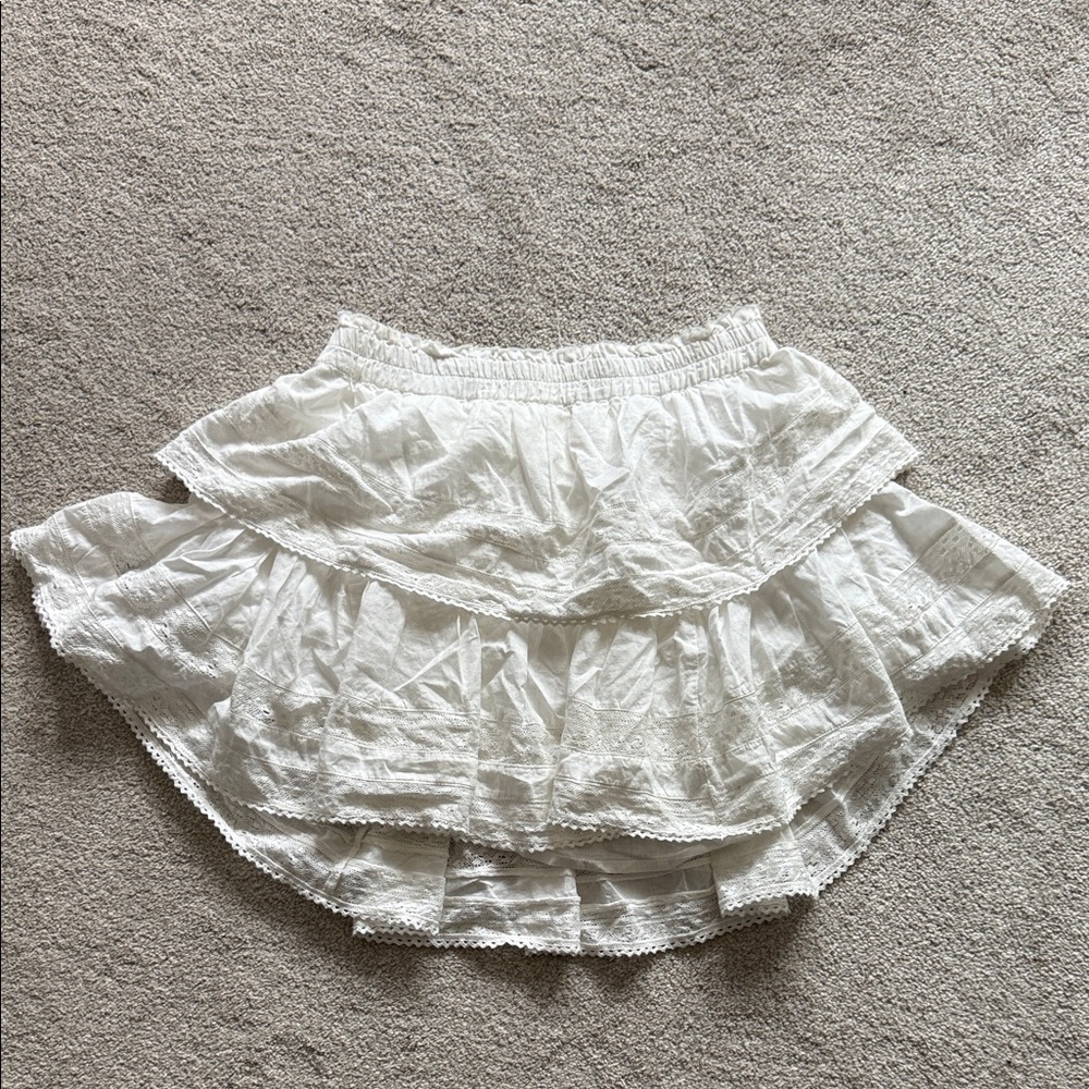 LoveShackFancy White Ruffle Mini Skirt